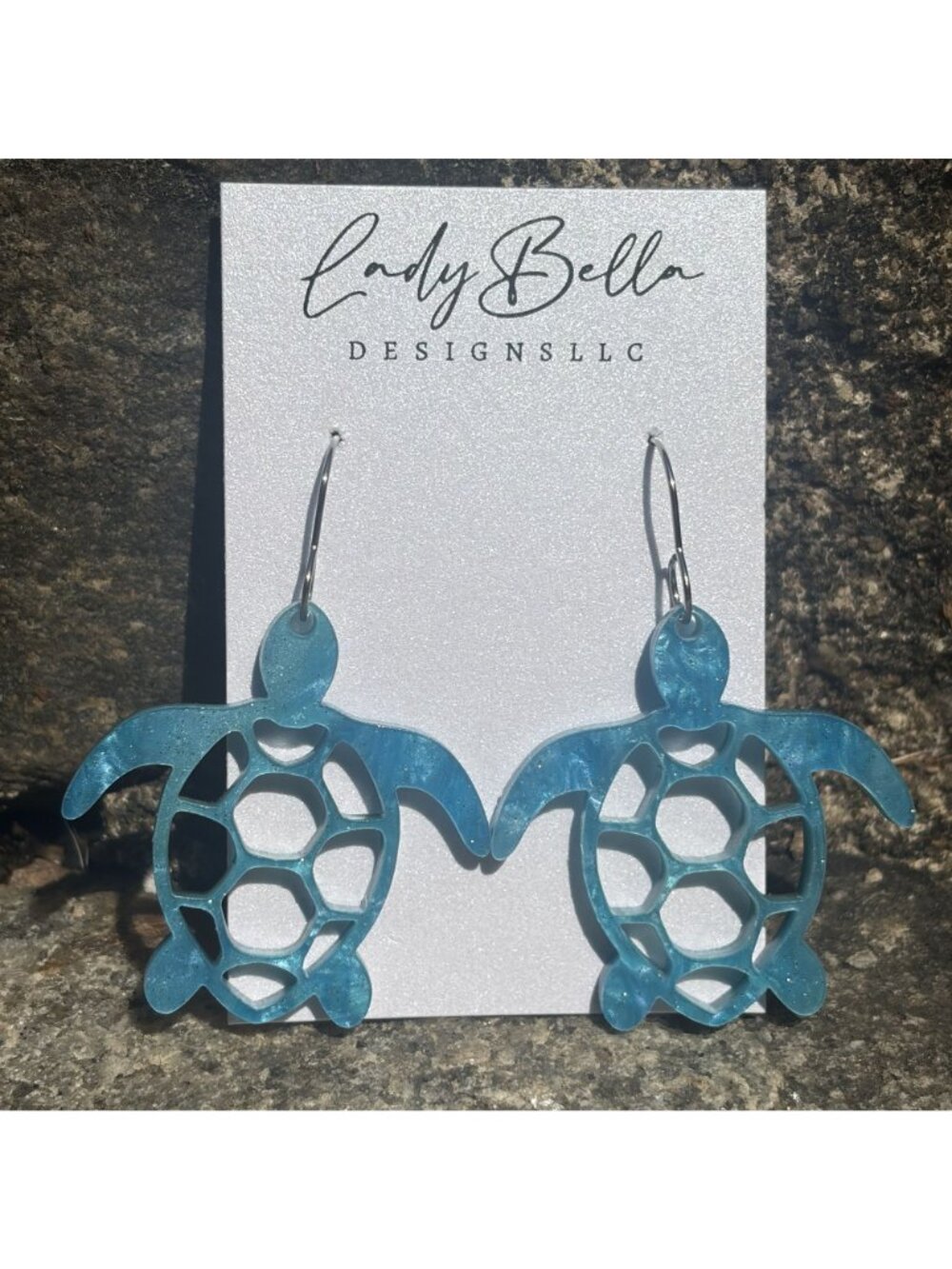 Turtle Blue Dangle Earrings Ocean Lady Bella Designs Sea Life Summer Gift NEW - Picture 12 of 12